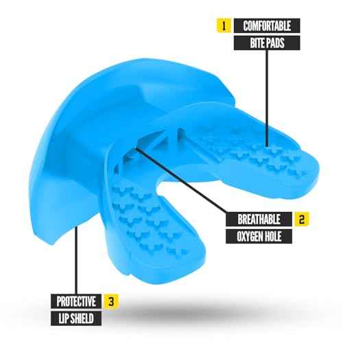 Nxtrnd One Football Mouth Guard, Strap Included, Fits Adult & Youth (Neon Blue)