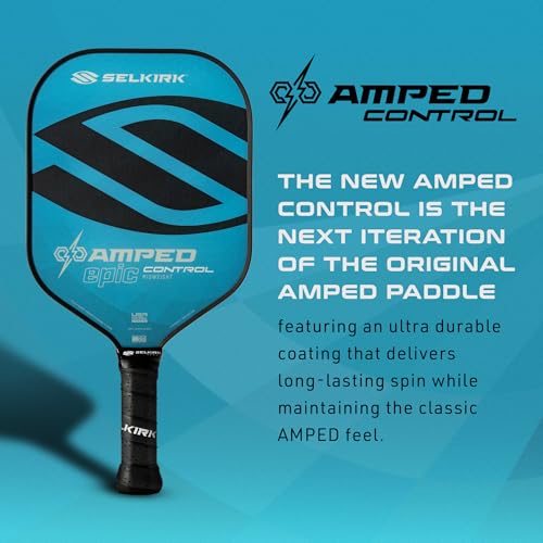 Selkirk Sport Amped Control Pickleball Paddle | Assembled in The USA | Next-Gen FiberFlex+ Face & Ultra Durable Spin Coating | 16mm X5 Core for Unrivaled Precision & Control | Epic Lightweight Blue