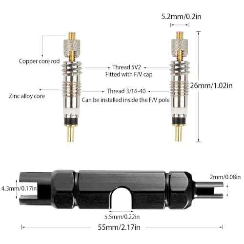 Presta Valve Core Bike Valve Core Removal Tool MTB Tire Valve Stem Repair, Bicycle Valve Core Replacements Set, Presta & Schrader Valve Stem Remover Tool Kit