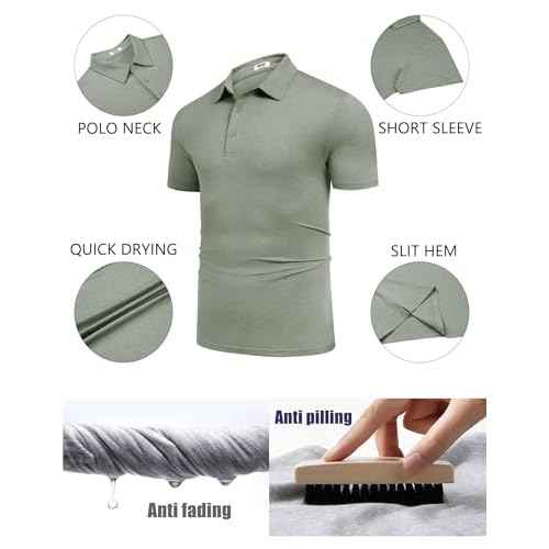 COOFANDY Men's Polo Shirt Golf Quick Dry Performance Short Sleeve Moisture Wicking Athletic Polo Collared Tennis T-Shirt