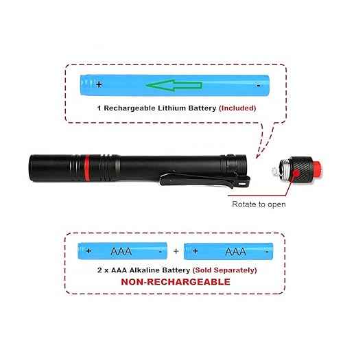 Rechargeable LED Flashlight, Mini, EDC High Lumen Flashlight, Water Resistance, Zoomable, Super Bright Tactical Flash Light, Outdoor, Hunting, Camping, Pen Flashlight for Inspector, Emergency, Home