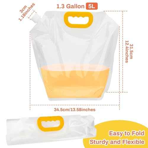 Collapsible Water Container 4-Pack, 1.3Gallon/5L Portable Water Storage Bag for Camping, Hiking, RV, Emergency - BPA-Free, Leakproof, Freezable