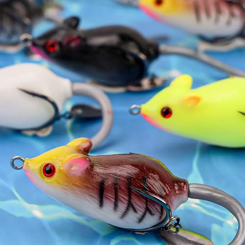 Soft Plastic Mouse Fishing Lure Pack with Tackle Box for Bass & Predator Fish