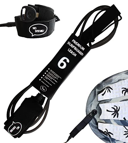 Ho Stevie! Premium Surf Leash Black 8 Feet - No Tangles, Lightweight, High-Strength