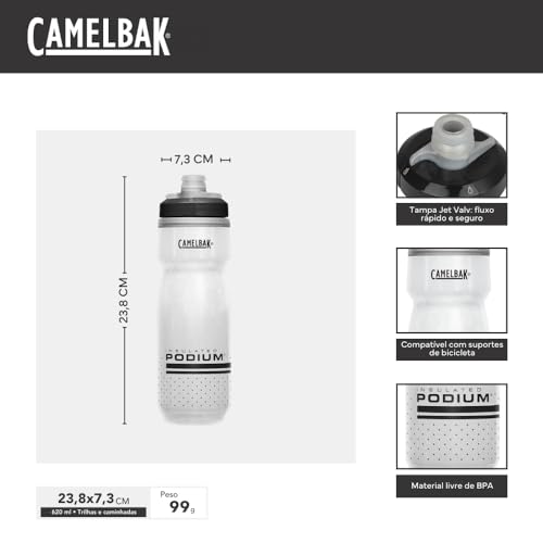 CamelBak Podium Chill Bike Insulated Squeeze Water Bottle Black, 21oz