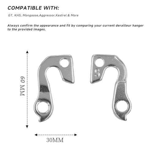 2-Pack Derailleur Hanger for GT, KHS, Mongoose,Aggressor,Kestrel & More - Replacement Rear Derailleur Hanger for Mountain Bikes & Road Bicycles ? Durable Aluminum, Easy Installation, Screws Included