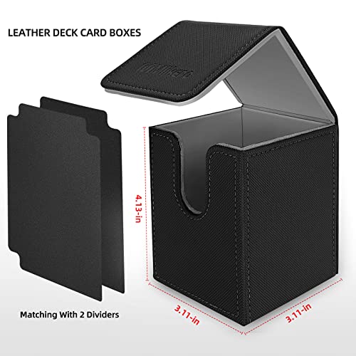 Black 2-Pack Card Deck Box for MTG TCG Holds 200+ Sleeved Cards with Dividers