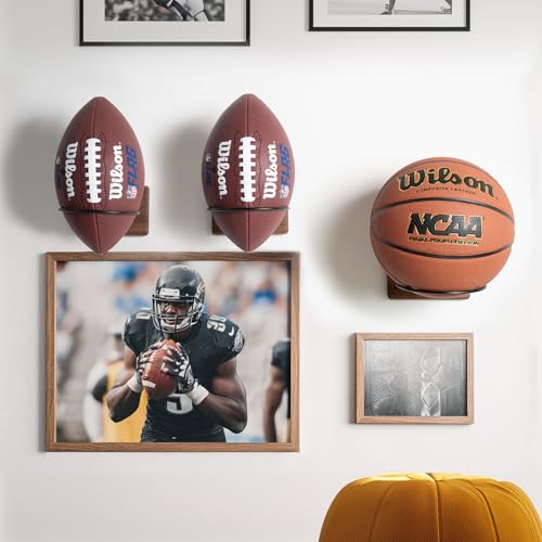 Acacia Wall Mount Basketball Holder Rack for Sports Balls - Set of 2