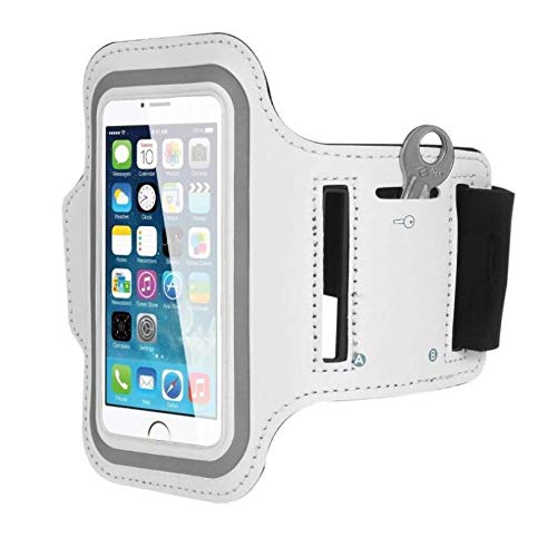 White Running Armband for iPod Touch 6 - Sports Gym Workout Case Cover Band Compatible with iPod Touch 6