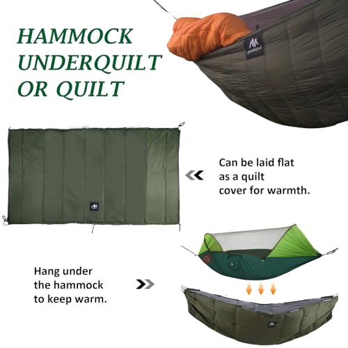 AYAMAYA Army Green 4-Season Camping Hammock Underquilt - 98x59 Inches