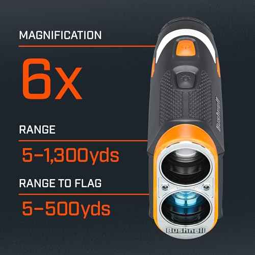 Bushnell Golf Tour V6 Shift Laser Rangefinder with Slope Compensation, 1300-Yard Range, Flag Lock Vibration, Magnetic Cart Mount, 6X Magnification, Waterproof ? Tournament Legal