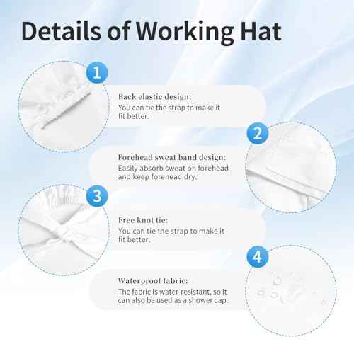 Working Cap Scrub Cap with Sweatband Adjustable Tie Back Hat for Women Nurse Dentist