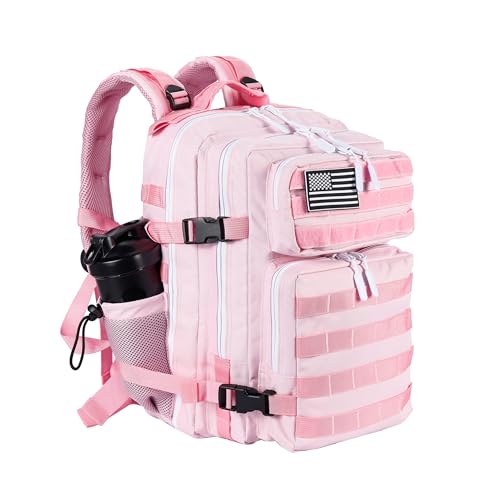 35L Pink Military Tactical Backpack with Molle System & Bottle Holder - Medium