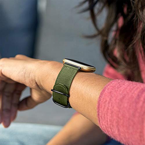 FINTIE Nylon Sport Watch Band for Fitbit Versa 4 & Sense 2 - Olive