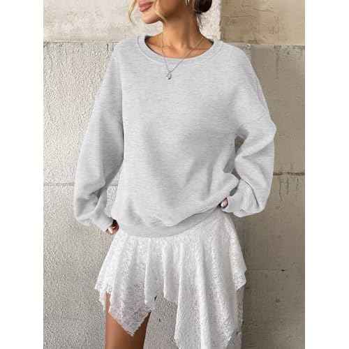 Women Fleece Sweatshirts Oversized Crewneck Pullover Trendy Long Sleeve Tops Fashion Fall Outfits Clothes 2025