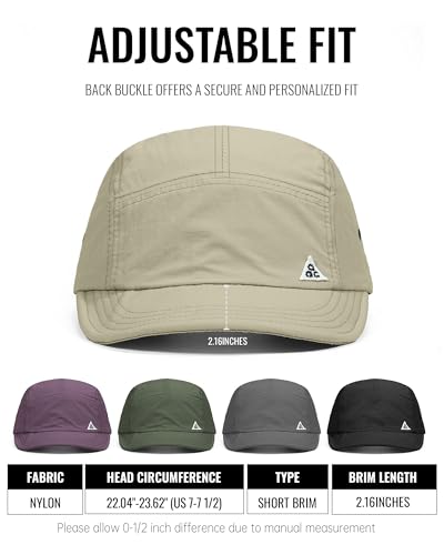 Quick Dry 5 Panel Hat for Men - Outdoor Short Brim Running Cap, Black (One Size)