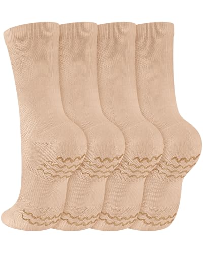 Jecery Ballet Dance Non-Slip Socks Medium Nude Pair - Comfortable & Flexible