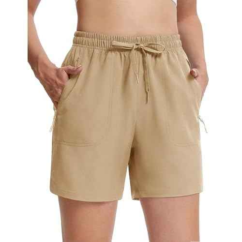 TACVASEN Women's 5'' Hiking Shorts Quick Dry Golf Lightweight UPF50+ Athletic Shorts Summer Water Resistant Zipper Pockets