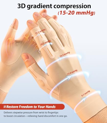 Compression Arthritis Gloves for Women Men, Skin, Medium
