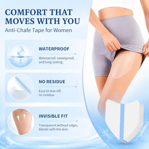 20 Pcs Waterproof Anti Chafing Skin Tape for Thighs & Legs Discreet & Reusable