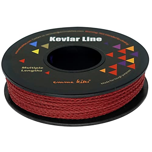 Emma Kites Camo Kevlar Braided Paracord 200Lb-1800Lb, Red / 30Ft