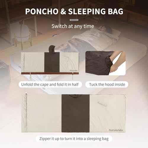 Naturehike Wearable Hooded Poncho Sleeping Bags with Teflon Fabric and Imitation Silk Cotton, Cape for Outdoor, Camping, Home