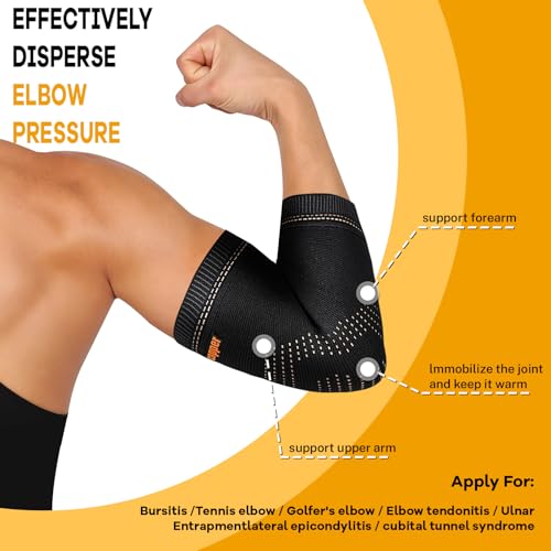 Vlela Copper Elbow Support Sleeve Medium Black for Tendonitis & Arthritis