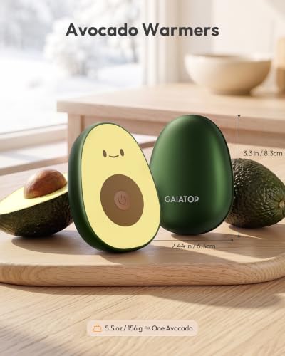 Rechargeable Hand Warmers 2 Pack - Avocado Smiling Face Magnetic Heat