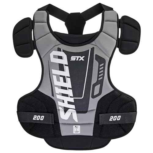 STX Shield 200 Lacrosse Goalie Chest Protector, Black/Gray, Medium