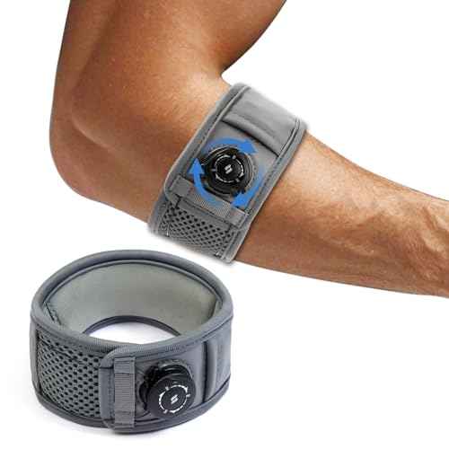 Tennis Elbow Brace for Men Women, Elbow Brace for Tendonitis Tennis Elbow & Golfer's Elbow, Adjustable Elbow Strap, Gray, REGULAR Size (M/L), 9"?11.5", 1 Pack