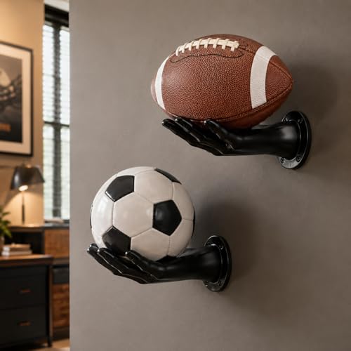 OMXNAQZ Single Black Wall Mount Basketball & Soccer Ball Holder