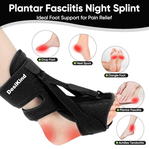Plantar Fasciitis Night Splint, 3 Adjustable Straps for Plantar Fasciitis, Foot Drop & Heel Pain Relief, Comfortable Night Splint Support for Day & Night Use