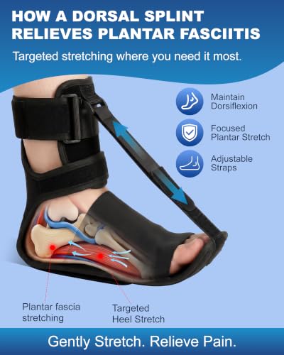 Dornnxin Plantar Fasciitis Night Splint Foot Brace Black - Relieve Heel Pain