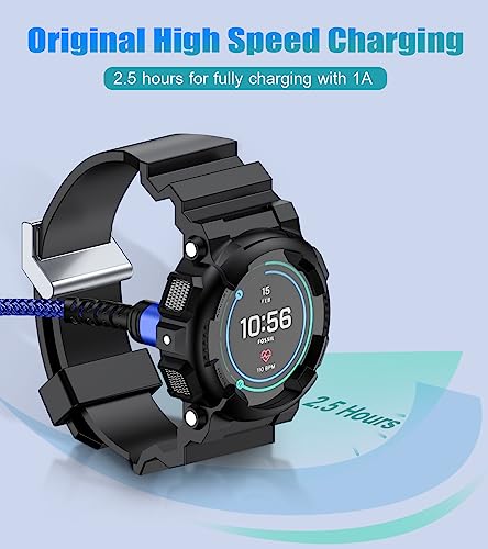 Garmin Watch Charger Cable 4ft Nylon Braided Fast Charging 2-Pack - Blue