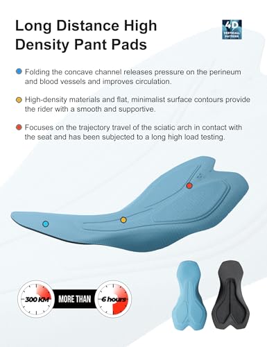 Men's Cycling Bib Shorts Blue Large Padded Breathable Bike Shorts Lightweight Bicycle Tights