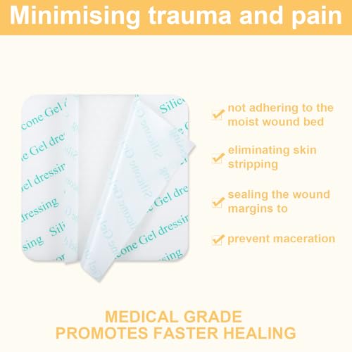 20 Pcs Silicone Foam Wound Dressings 4x4 Inch Non-Border Adhesive Sterile