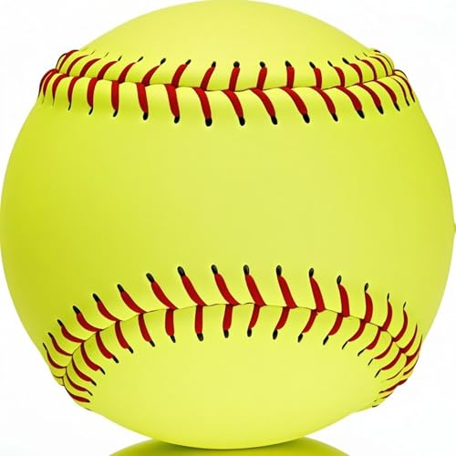 12-Inch Softballs for Practice - Fastpitch Training Balls, Leather Cover, Unmarked, Yellow, 1 Softball