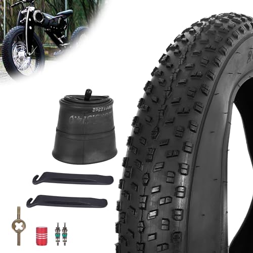 20x4.0/20x3.0 Foldable Fat Bike Tire and Inner Tube Set - Black 1 Pack