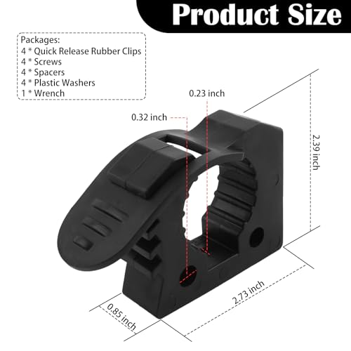 4PCS Adjustable Rubber Clamp for Shovels and Tool Mounts - Truck, Vehicle, Outdoor
