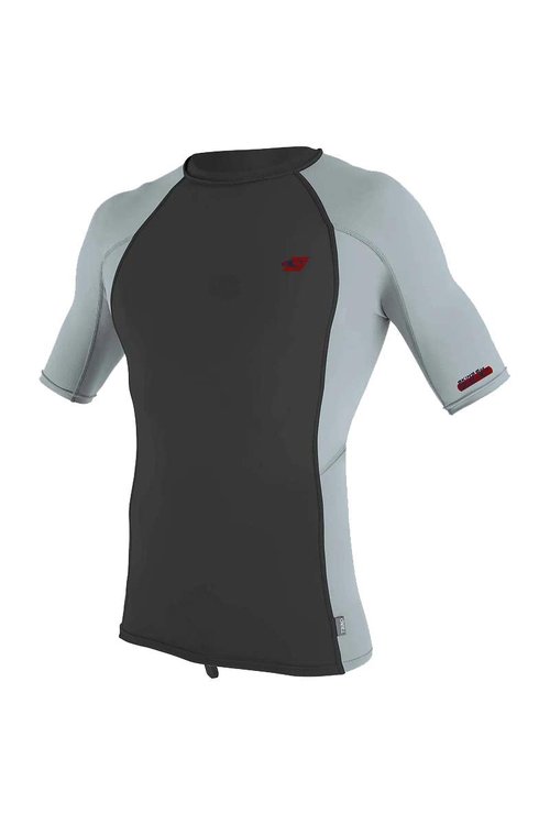 O'Neill Men's Premium Skins UPF 50+ Short Sleeve Rash Guard, Raven/Cool Grey/Cool Grey, 3XL