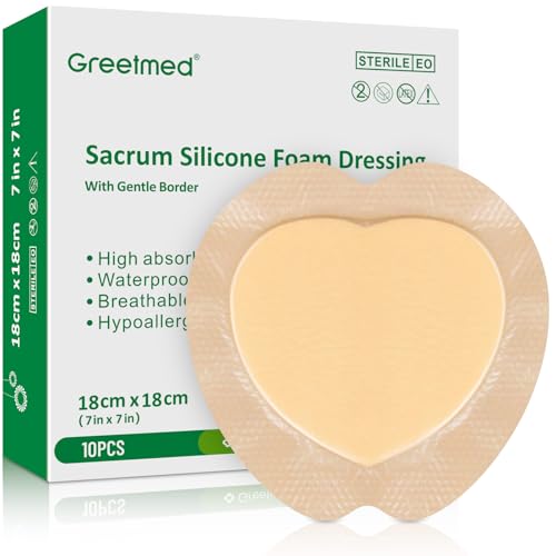 Sacrum Foam Dressing with Border - 7x7 Inch Waterproof 10-Pack for Wound Care