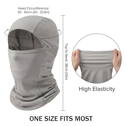 Grey Summer Balaclava Sun UV Protection Face Mask - Breathable & Cooling