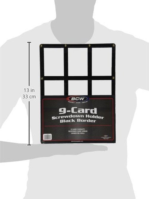 BCW Wall Mountable Trading Card Display Frame | 9 Card Screwdown Holder | Baseball Card Display Frame | High-Impact Crystal Clear Polystyrene | Ideal as a Baseball Card Frame Wall Display