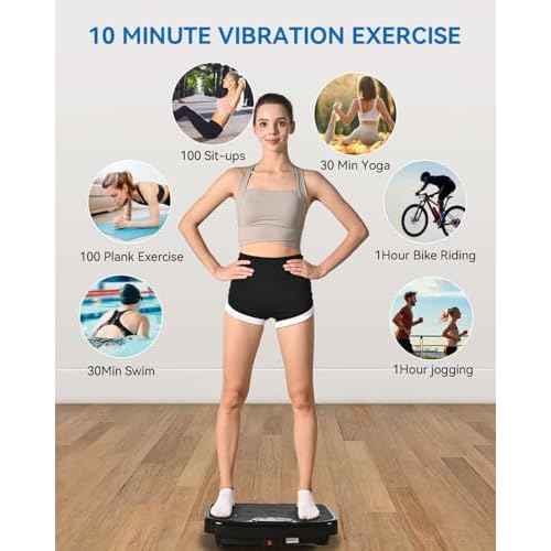 Vibration Plate Exercise Machine, Vibrating Plate Platform for Lymphatic Drainage with 200 Adjustable Speeds, Power Vibration Plate for Weight Loss & Fitness, Supports Max Weight 450 Lbs