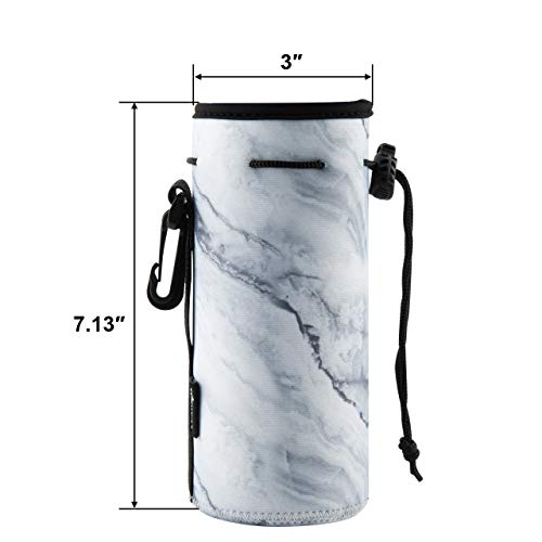 Neoprene Bottle Sleeve, 2-Pack Insulated Drawstring Covers for 18-20 oz Bottles - Marble & Van Gogh Patterns