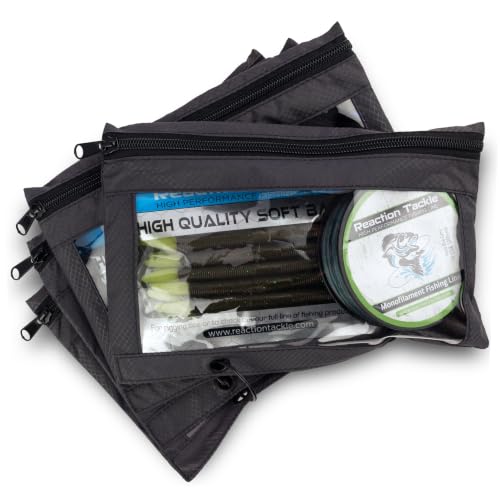 Reaction Tackle Deluxe Water-Resistant Bait Binder with 4 Double Pocket Sleeves for Soft Plastics