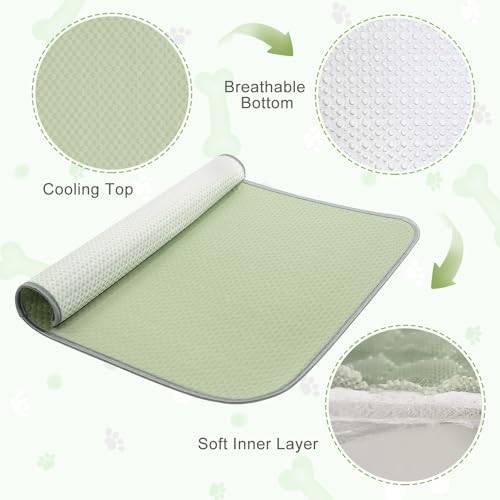 Dog Cooling Mat Self Cool Ice Silk Pad for Small Medium Large Dogs Cats Green 40x28in