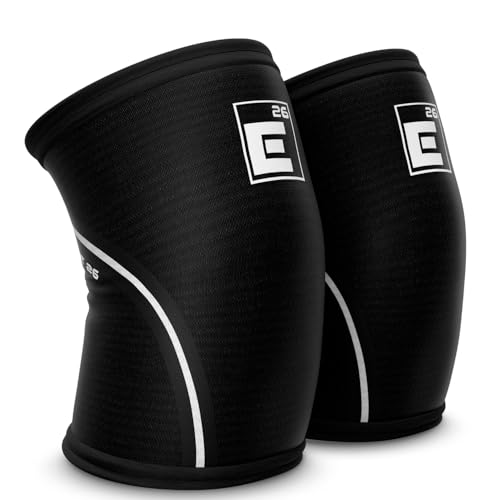 Large Knee Sleeves for Weight Lifting Support with Gym Bag - Black & White