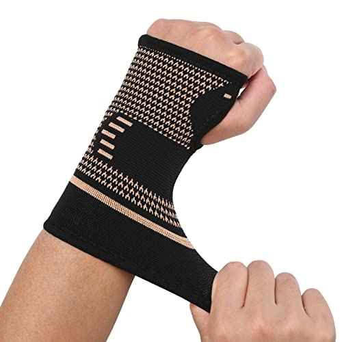 Copper Wrist Compression Sleeves, Comfortable and Breathable for Arthritis, Tendonitis, Sprains, Workout, Carpal Tunnel, Wrist Support for Women and Men