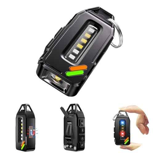 EDC Keychain Flashlight Rechargeable with Red/UV/Black Light, 500 Lumens Super Bright Small Flashlights Powerful with 9 Modes & Waterproof, Clip on Mini Pocket Flash light Magnetic for Fishing Outdoor